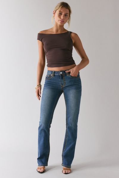 TRUE RELIGION TRUE RELIGION BECCA SUPER T MID-RISE BOOTCUT JEAN IN CROWD SURF BLUE, WOMEN'S AT URBAN OUTFITTERS 