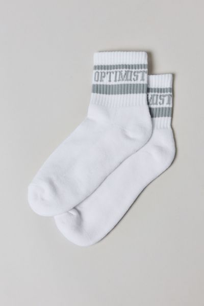 Urban Outfitters Alana Striped Athletic Quarter Crew Sock In Optimist, Women's At