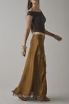 Kimchi Blue Saqi Asymmetrical Lace Trim Satin Maxi Skirt