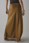 Kimchi Blue Saqi Asymmetrical Lace Trim Satin Maxi Skirt