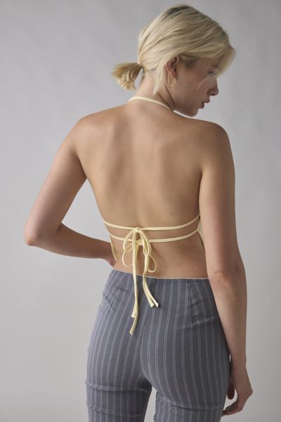 Motel Kins Cinched Asymmetric Open Tie-Back Halter Top
