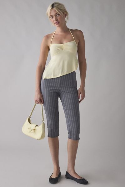 Motel Kins Cinched Asymmetric Open Tie-Back Halter Top