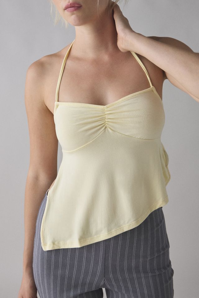 Motel Kins Cinched Asymmetric Open Tie-Back Halter Top #3