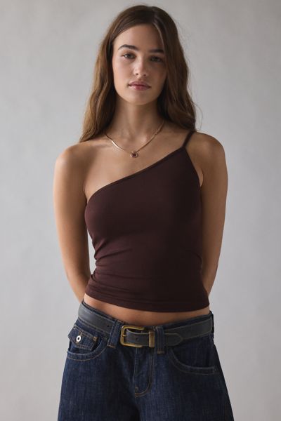 Motel Vey Knit Asymmetrical One-Shoulder Top
