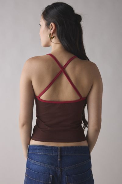 Motel Reba Asymmetrical Contrast Trim Tank Top