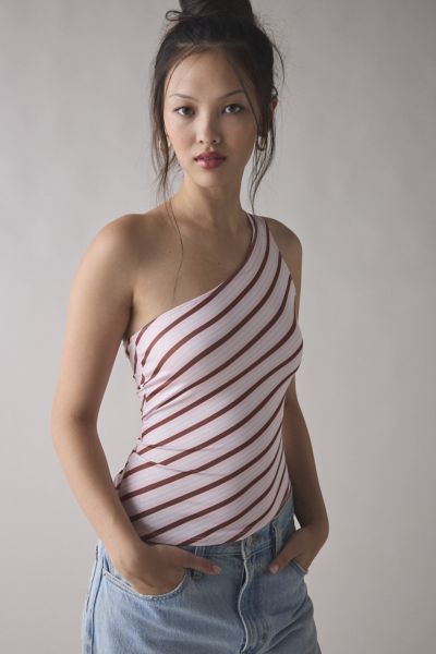 Motel Uberta Asymmetric Jersey Knit One-Shoulder Top