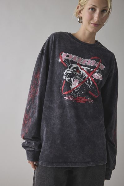 Puma Tech Graphic Washed Oversized Long Sleeve Tee