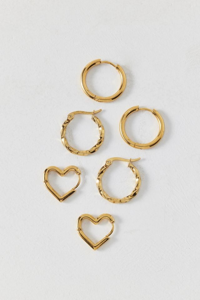 Waterproof Heart Hoop Earring Set #1