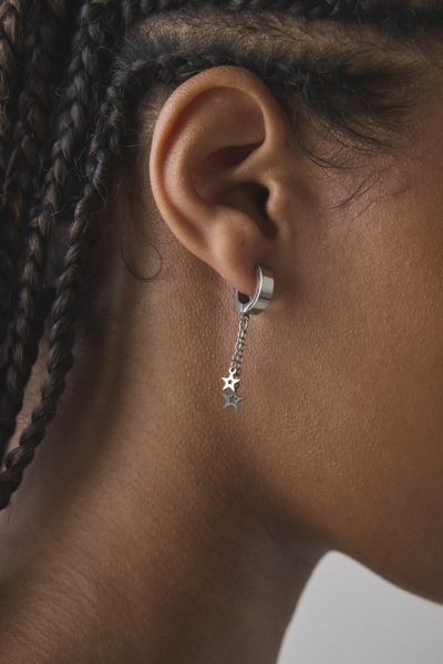 Urban Outfitters Waterproof Star Hoop Earring Set In Silver, Women's At