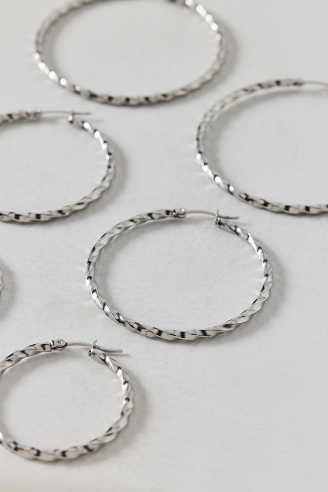 Thin Twist Waterproof Hoop Earring Set #1
