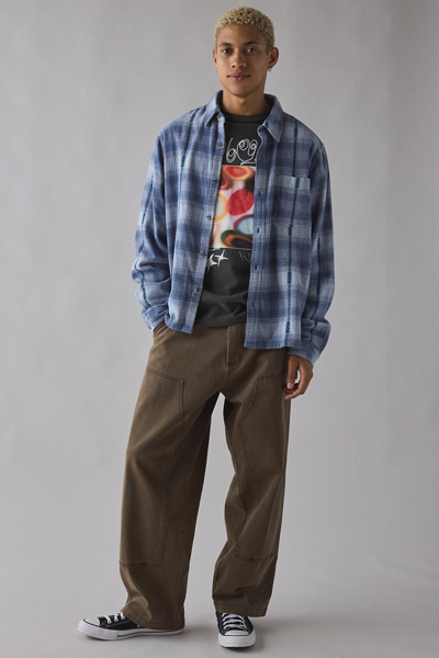 Obey Bigwig Baggy Double Knee Carpenter Jean Pant In Chocolate, Men's At Urban Outfitters In Blue