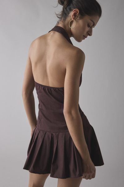 Motel Mikena Drop Waist Halter Shirt Mini Dress
