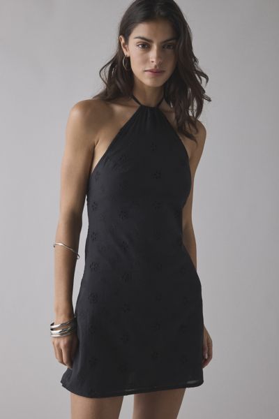 Motel Belinda Eyelet Lace Y-Neck Halter Mini Dress