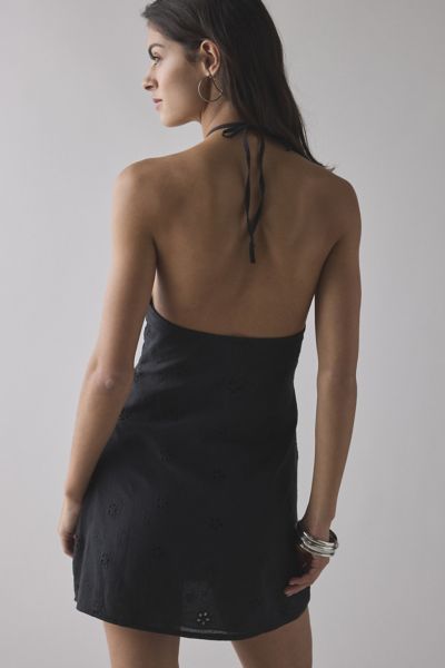 Motel Belinda Eyelet Lace Y-Neck Halter Mini Dress