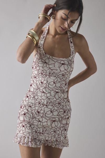 Motel Broly Square Neck Halter Mini Dress