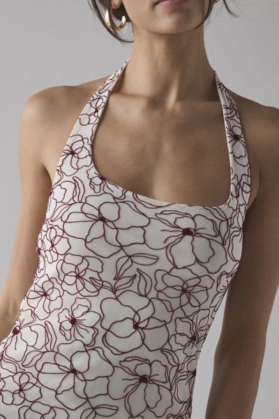 Motel Broly Square Neck Halter Mini Dress