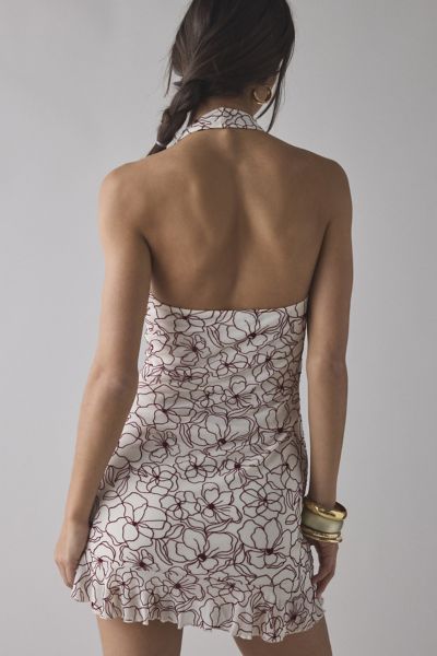 Motel Broly Square Neck Halter Mini Dress