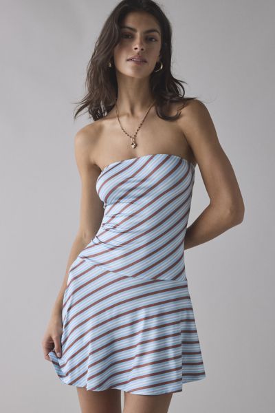 Motel Kagari Strapless Asymmetric Drop Waist Mini Dress
