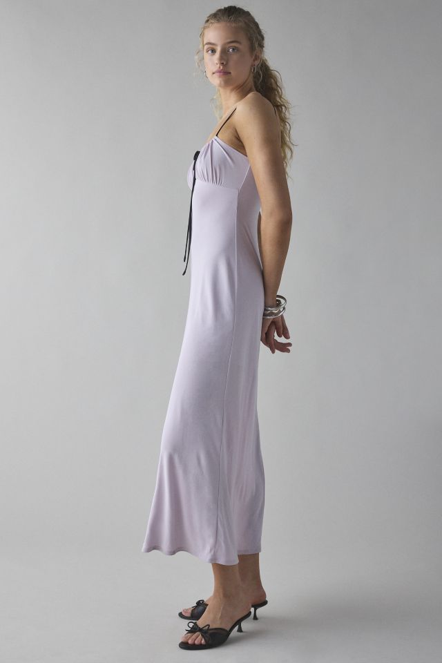 UO Cayla Cupro Tie-Front Slip Midi Dress #2