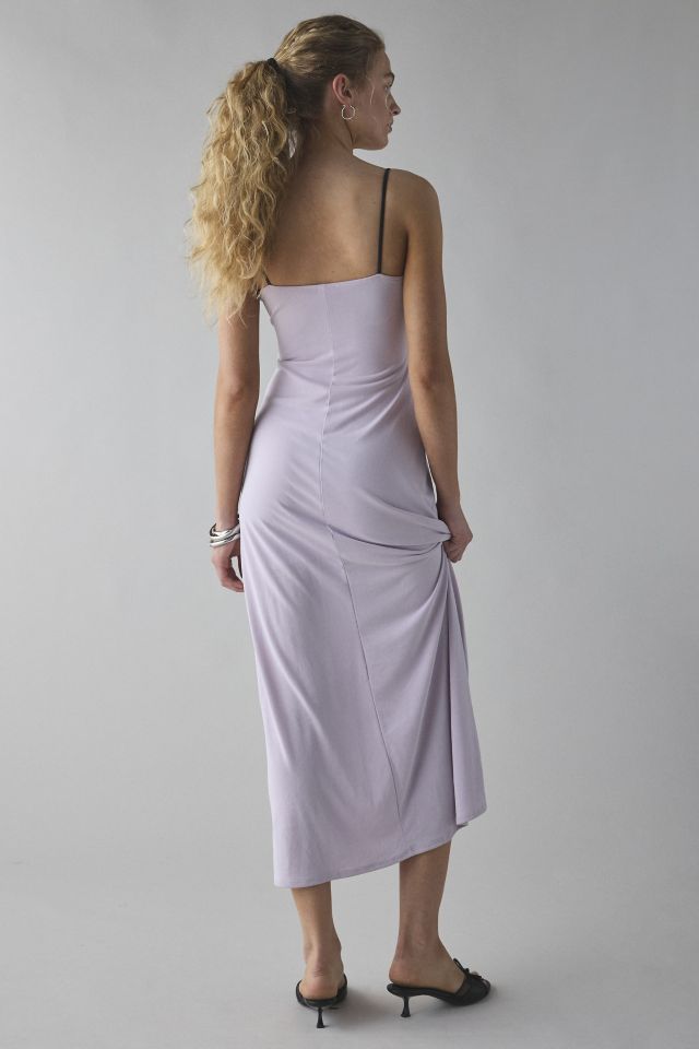 UO Cayla Cupro Tie-Front Slip Midi Dress #3