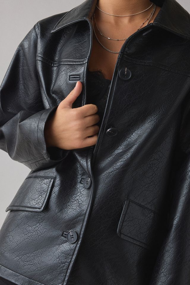 UO Sydney Faux Leather Oversized Dad Jacket #1