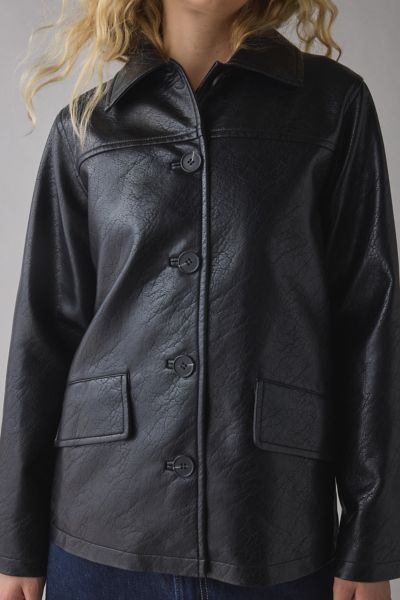 UO Sydney Faux Leather Oversized Dad Jacket