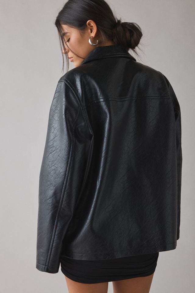UO Sydney Faux Leather Oversized Dad Jacket #3