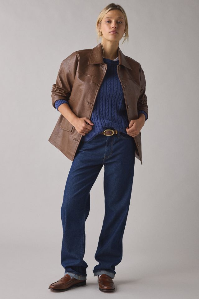 UO Sydney Faux Leather Oversized Dad Jacket #2