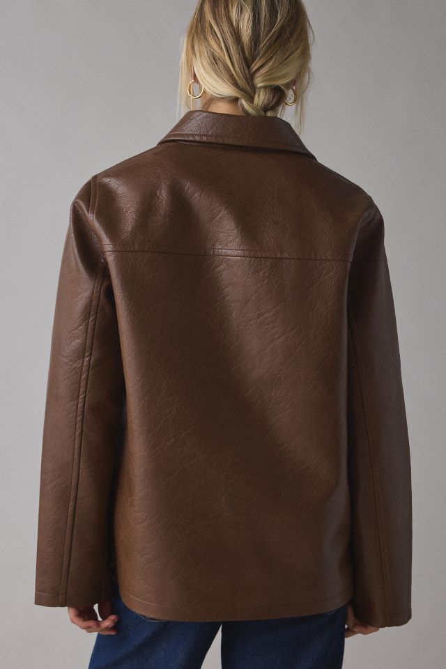 UO Sydney Faux Leather Oversized Dad Jacket #3