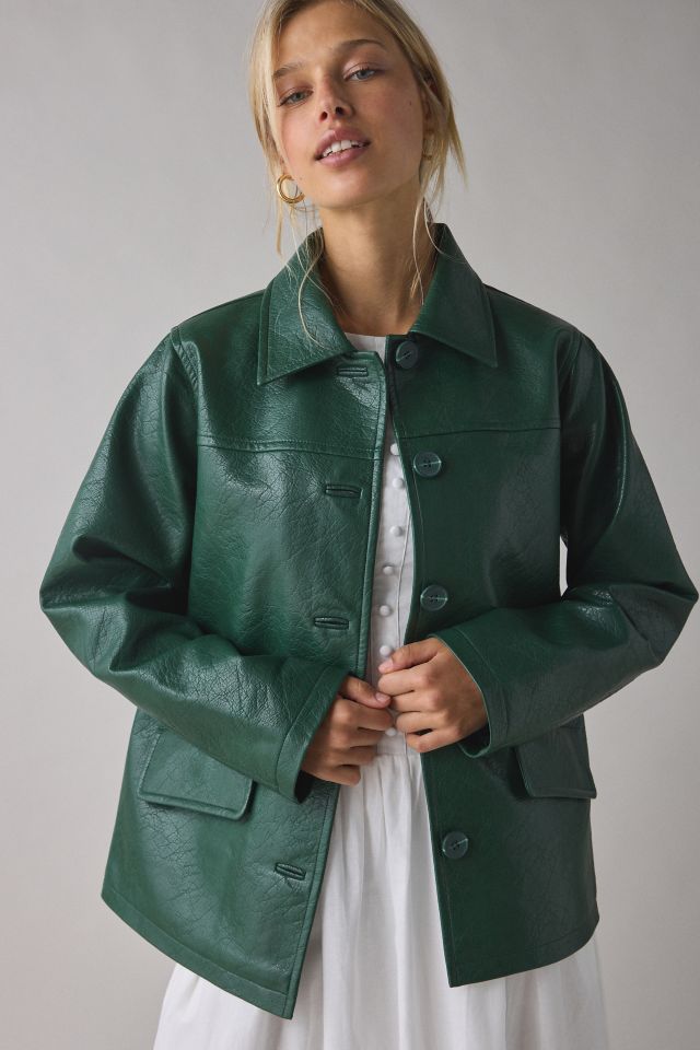 UO Sydney Faux Leather Oversized Dad Jacket #4