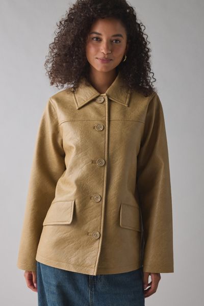 UO Sydney Faux Leather Oversized Dad Jacket