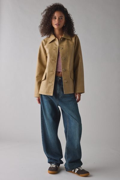 UO Sydney Faux Leather Oversized Dad Jacket