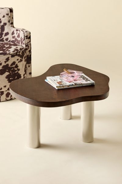 Urban Outfitters Rue Abstract Coffee Table In Walnut/chrome At  In Brown