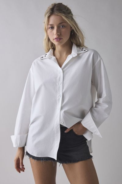 Ghospell Maria Studded Oversized Button-Down Shirt