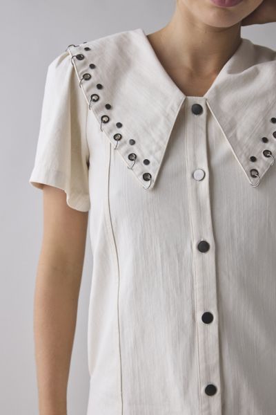 Ghospell Billie-Jean Studded Oversized Collar Mini Dress