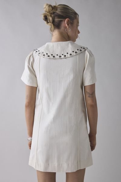 Ghospell Billie-Jean Studded Oversized Collar Mini Dress