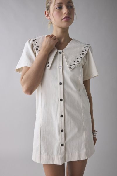 Ghospell Billie-Jean Studded Oversized Collar Mini Dress