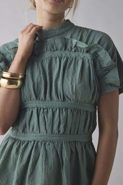 Ghospell Jessica Check Ruched Mini Dress