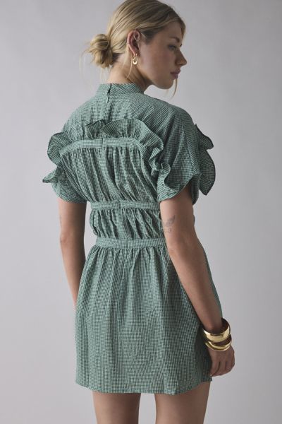 Ghospell Jessica Check Ruched Mini Dress