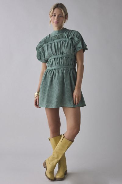 Ghospell Anya Checkered Wrap Dress | Urban Outfitters