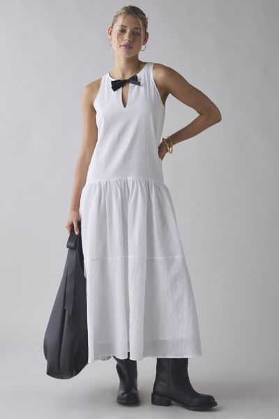 Ghospell Ellie Oversized Drop Waist Bow Detail Midi Dress