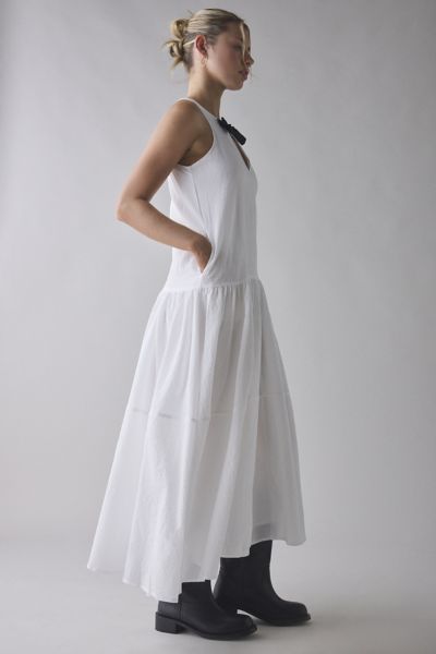Ghospell Ellie Oversized Drop Waist Bow Detail Midi Dress