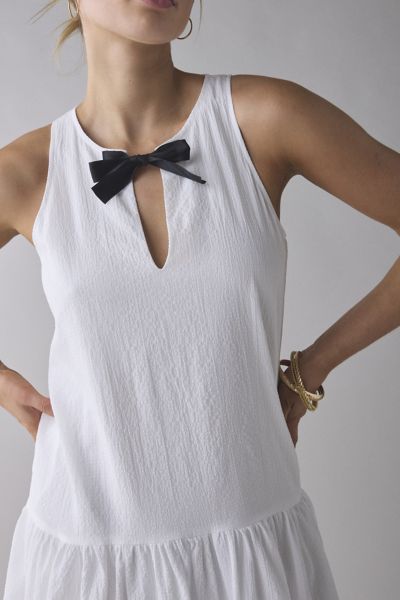 Ghospell Ellie Oversized Drop Waist Bow Detail Midi Dress