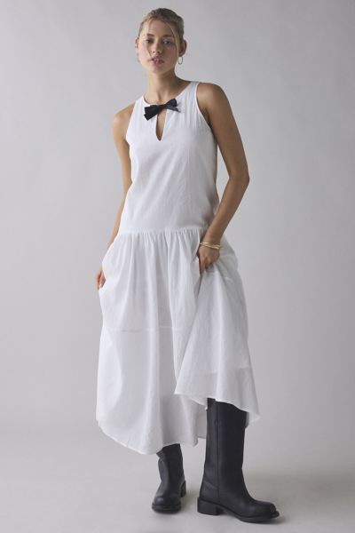 Ghospell Ellie Oversized Drop Waist Bow Detail Midi Dress