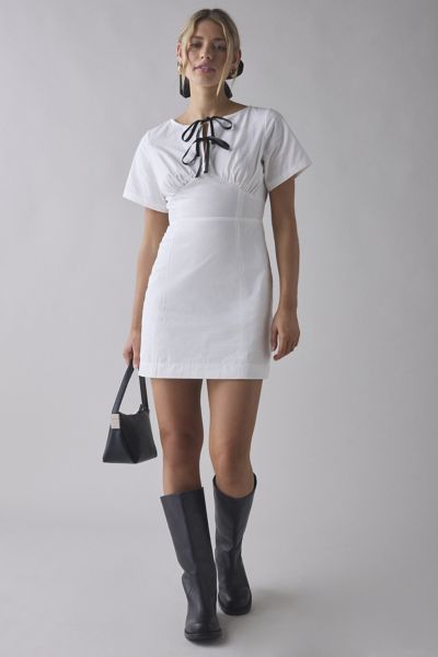 Ghospell Laura Tie-Front Bow Mini Dress