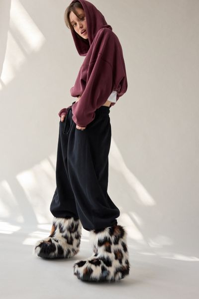 Azalea Wang Albert Faux Fur Boot In Leopard, Women's At Urban Outfitters In Animal Print