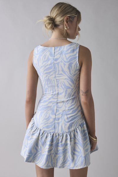Ghospell Serena Zebra Print Drop Waist Mini Dress