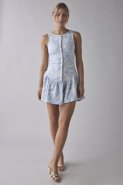 Ghospell Serena Zebra Print Drop Waist Mini Dress