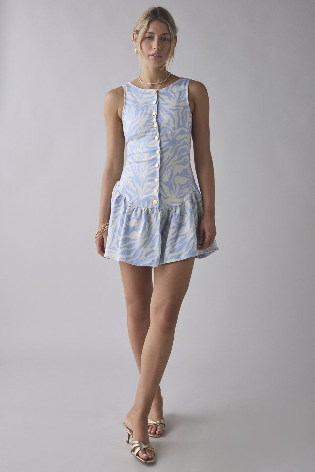 Ghospell Serena Zebra Print Drop Waist Mini Dress #3