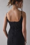 Sister Jane Forget Me Not Beaded Floral Appliqué Asymmetric Midi Dress